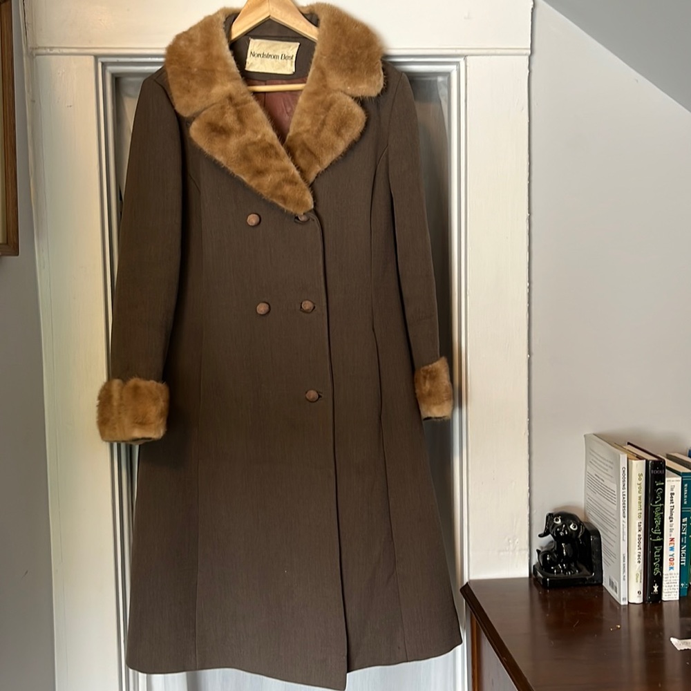 Vintage Nordstrom Best women’s coat with real fur collar and cuffs.